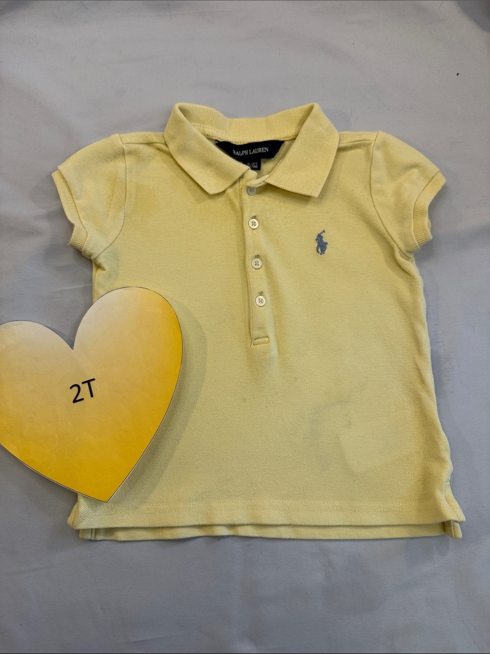 Ralph Lauren Light Yellow Polo Shirt with Blue Pony - Kids